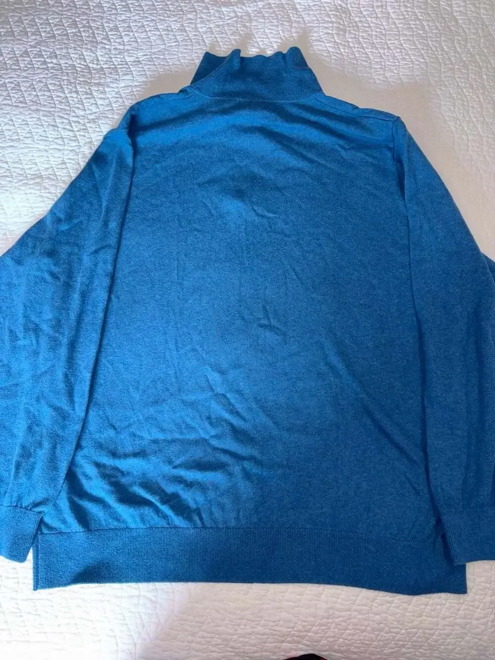 L.L. Bean Men's Cotton and Cashmere Blend 3-Button Mock Neck Pullover Sweater